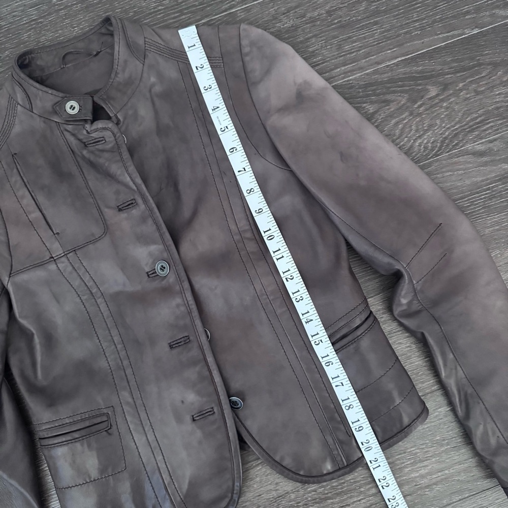 Danier Brown Leather Button-Front Jacket XXS–S - Picture 13 of 17